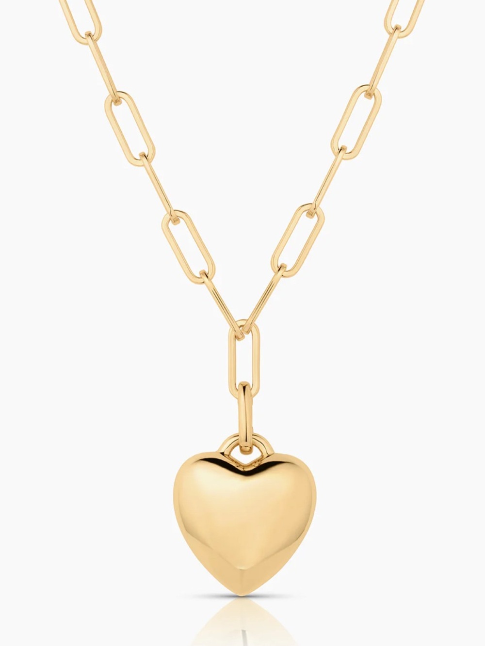 Polished Gold Heart Pendant Necklace for Women